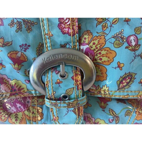 Kalencom Laminated Diaper Buckle Bag Turquoise Pink Gypsy Wildflower - Picture 6 of 10